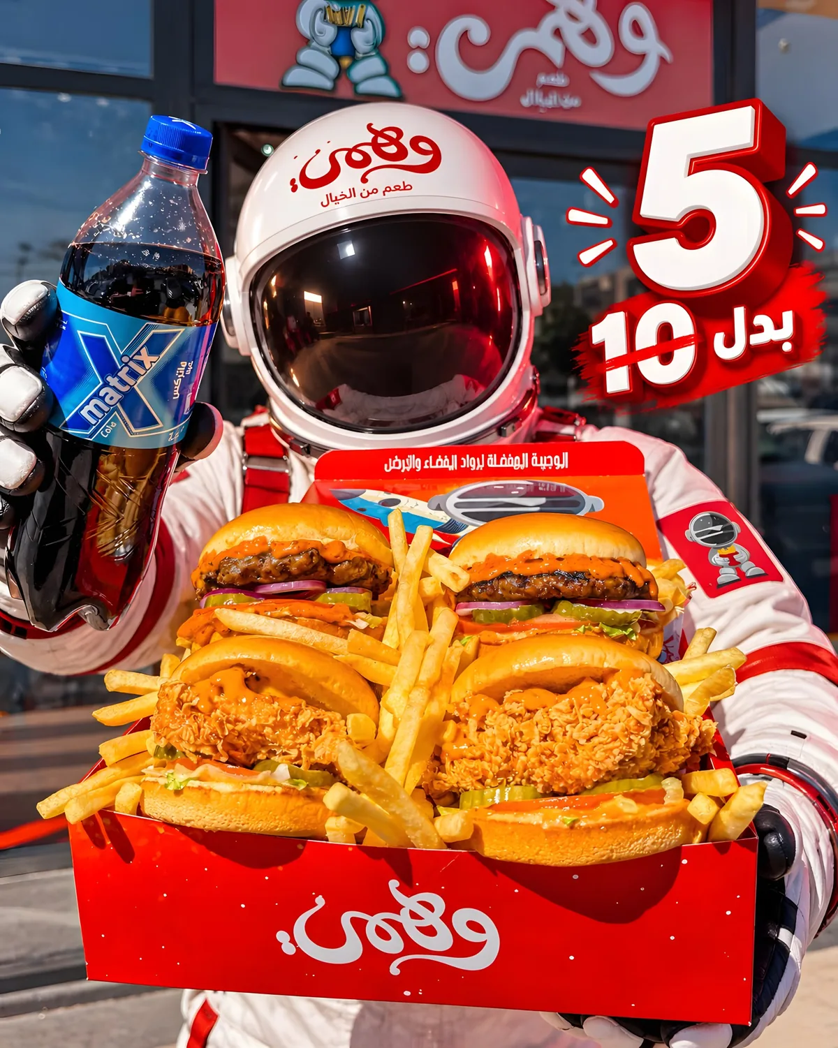رائد فضاء وهمي يحمل الميجا بوكس